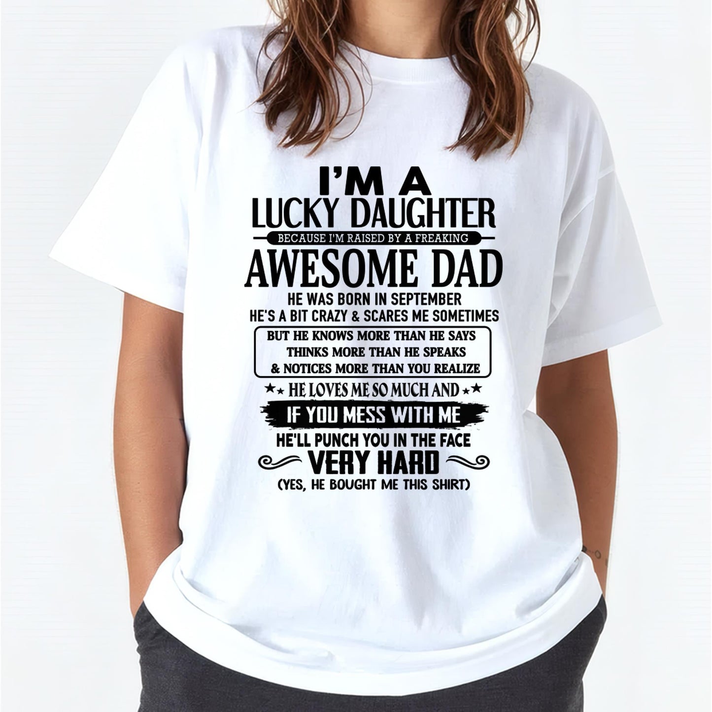 September - I'm Lucky Daughter - Gift for Daughter from Dad - LUNA09 (SKU-TLUCKYDD-09)
