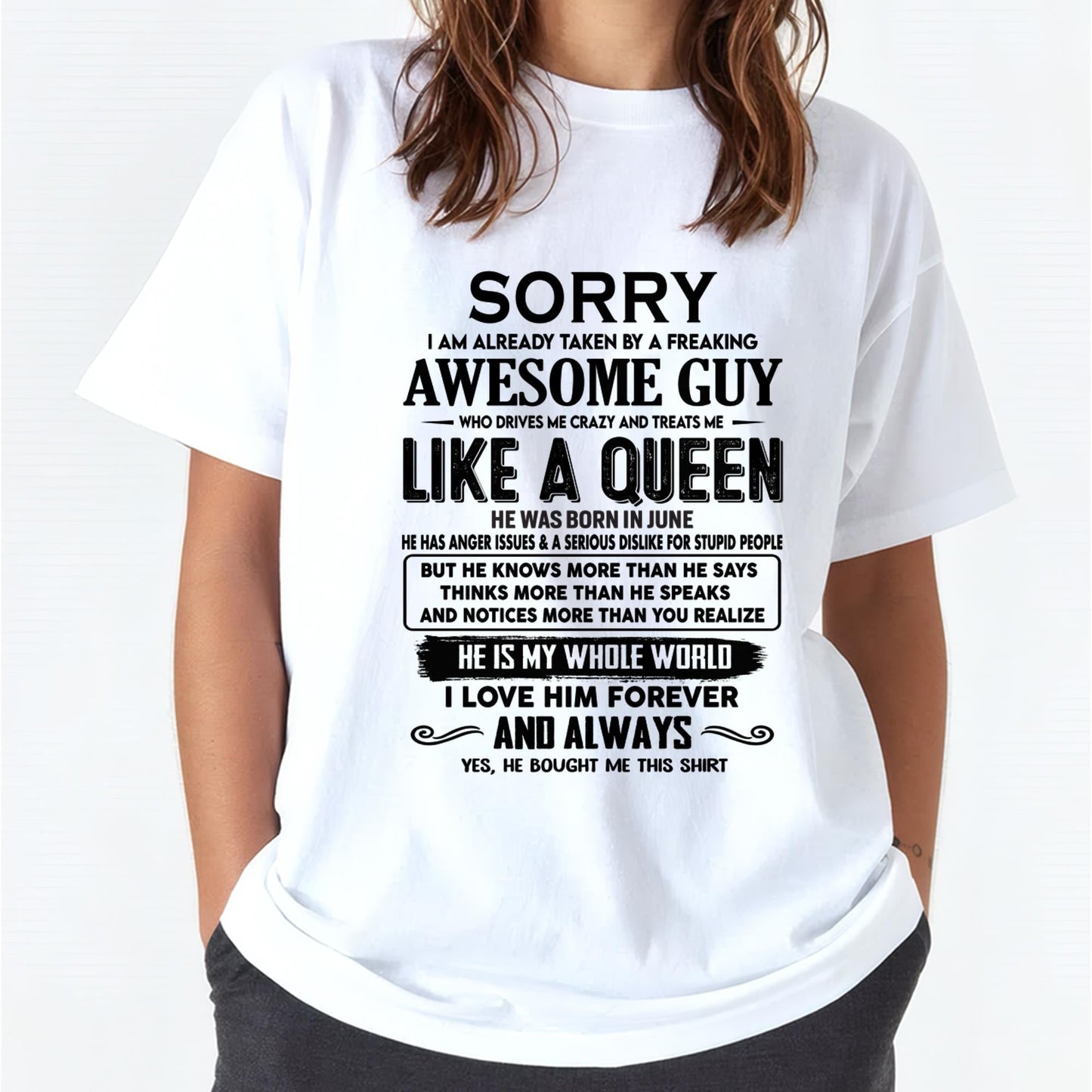 June - Sorry I am already taken by a freaking awesome guy - Gift for Wife From Husband - LUNA06 (SKU-SRG-06)