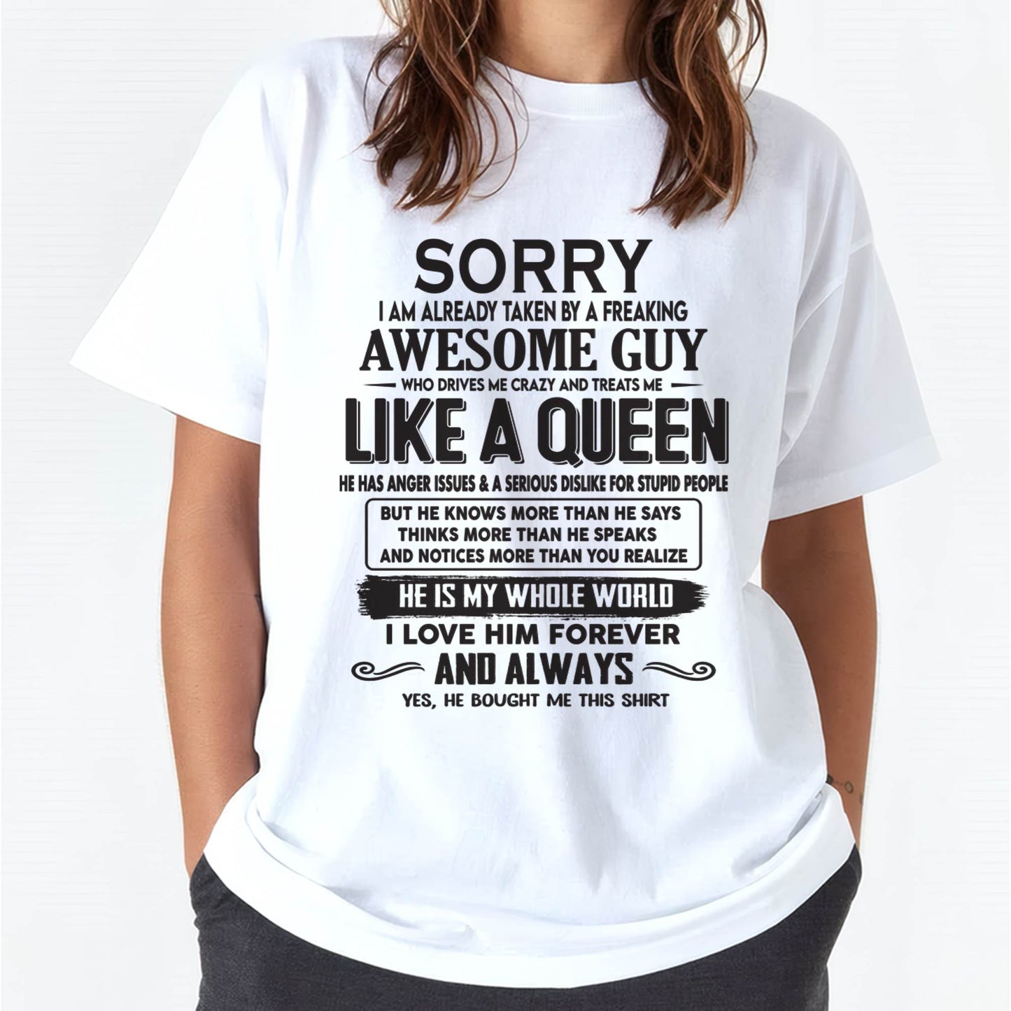 Sorry I am already taken by a freaking awesome guy - Gift for Wife From Husband - LUNA00 (SKU08-25-00)