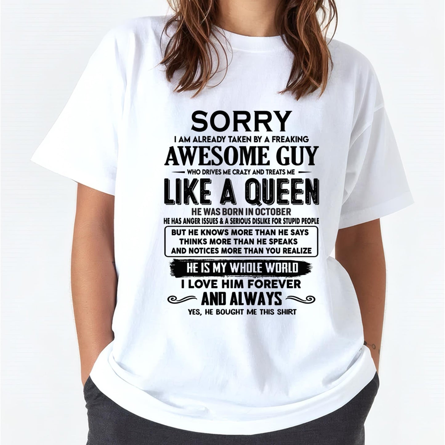 October - Sorry I am already taken by a freaking awesome guy - Gift for Wife From Husband - LUNA10 (SKU-SRG-10)
