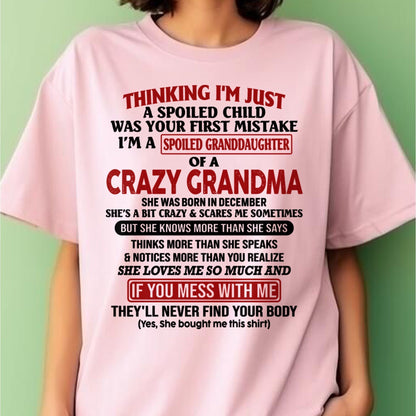 DECEMBER - I'M A SPOILED GRANDDAUGHTER OF A CRAZY GRANDMA - From Grandma - NINA12 (SKU-GMD1-NTT12)