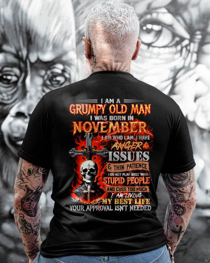 NOVEMBER - GRUMPY OLD MAN T-SHIRT - FUNNY SKULL ANGER ISSUES TEE - PERFECT GIFT FOR MEN LUNA11 (SKU12-319-11)