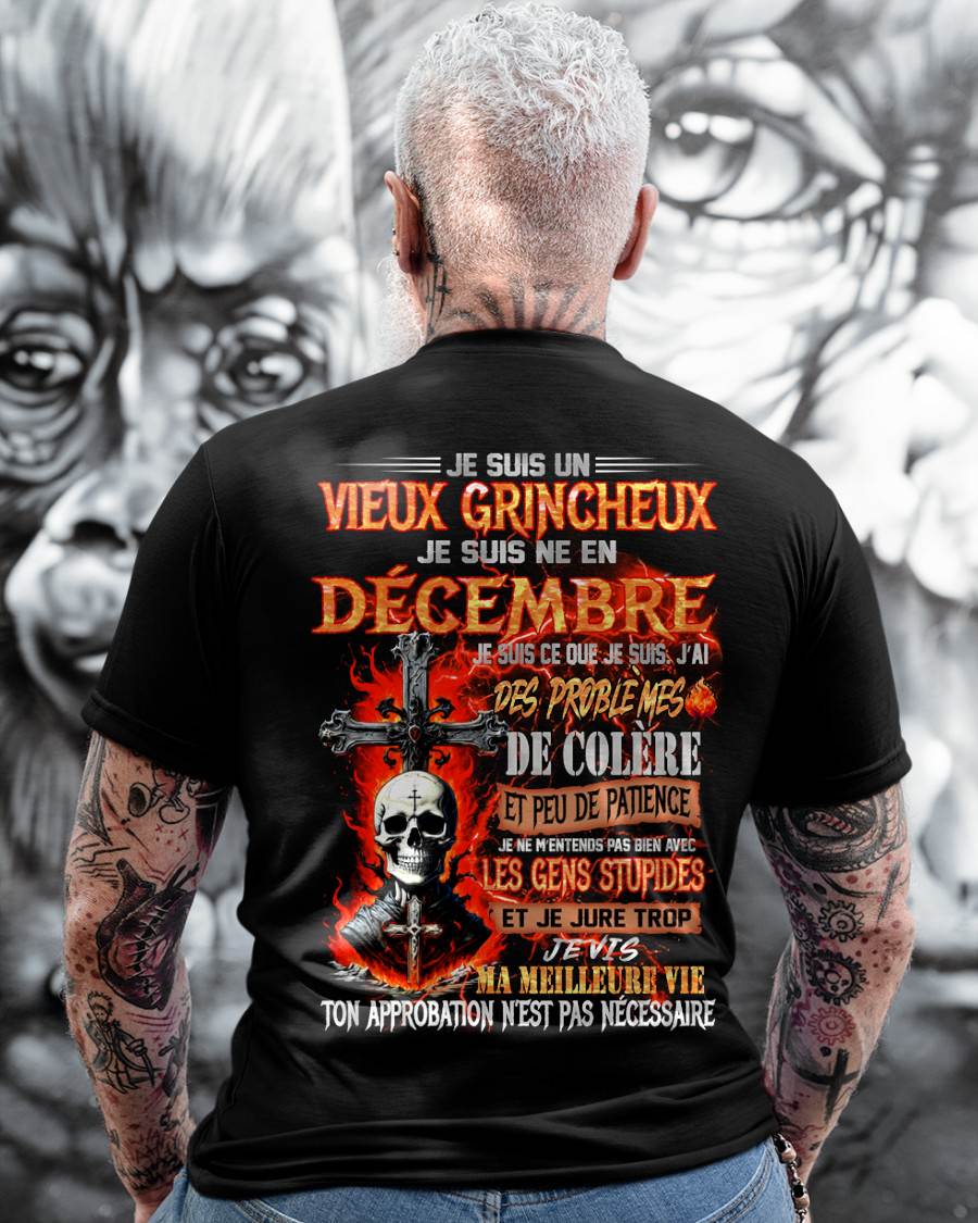 Je Suis Un Vieux Grincheux Né en Décembre – T-Shirt Homme Fort Caractère - LUNA12 (SKU26T-01141-12)