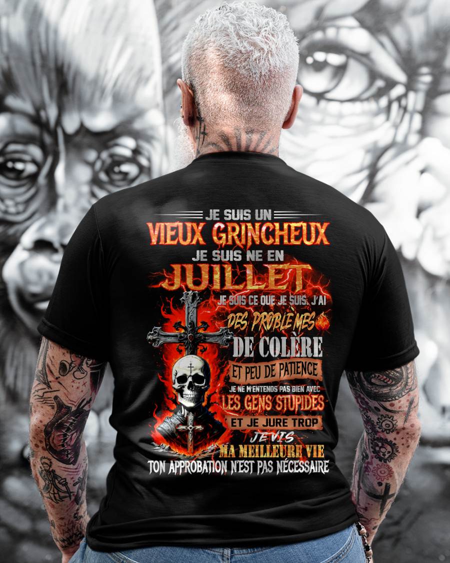 Je Suis Un Vieux Grincheux Né en Juillet – T-Shirt Homme Fort Caractère - LUNA07 (SKU26T-01141-07)