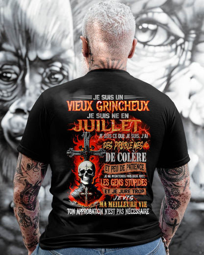 Je Suis Un Vieux Grincheux Né en Juillet – T-Shirt Homme Fort Caractère - LUNA07 (SKU26T-01141-07)