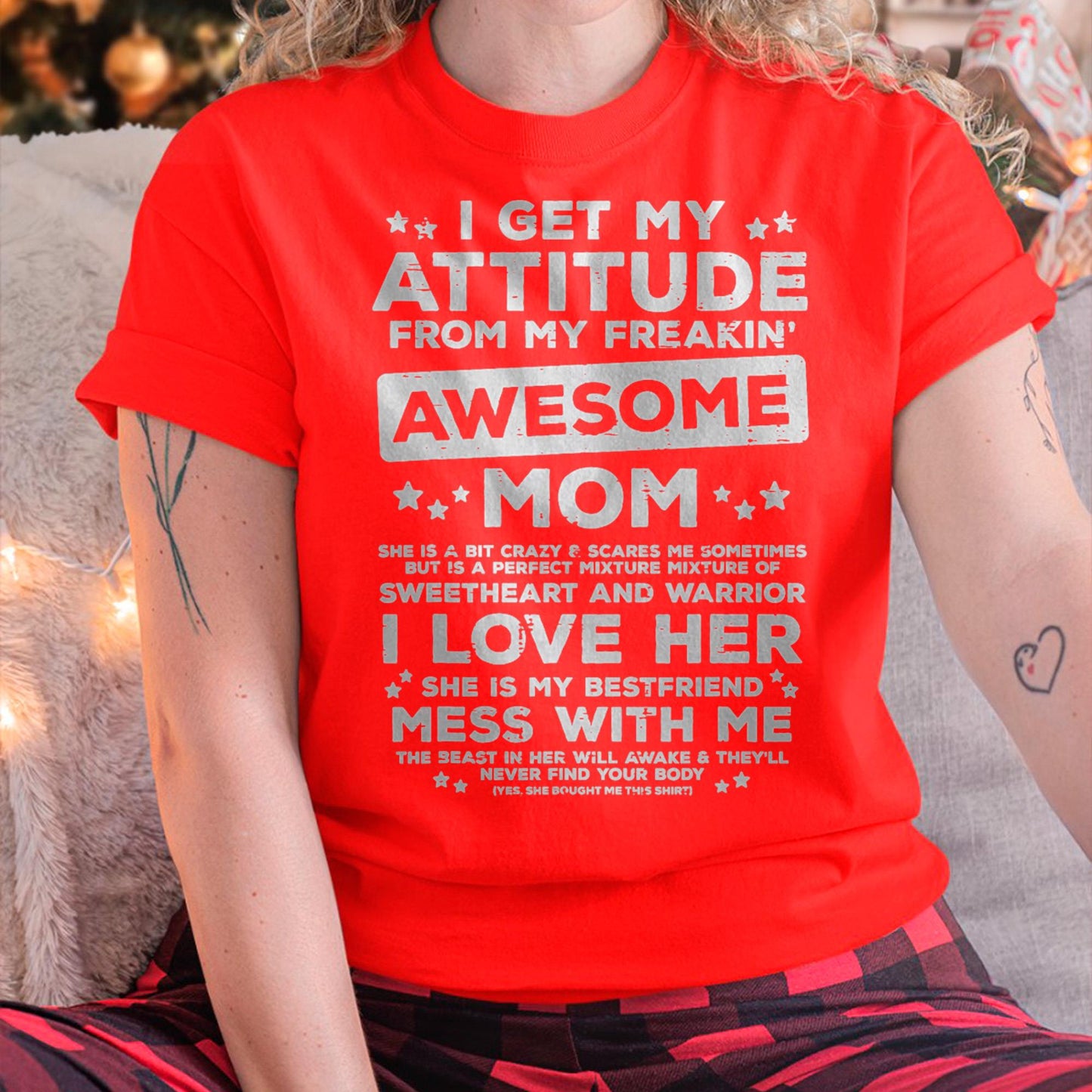 Got My Attitude From Awesome Mom Mothers Day Daughter Son T-Shirt - Gift for Daughter and Son From Mom - LUNA00