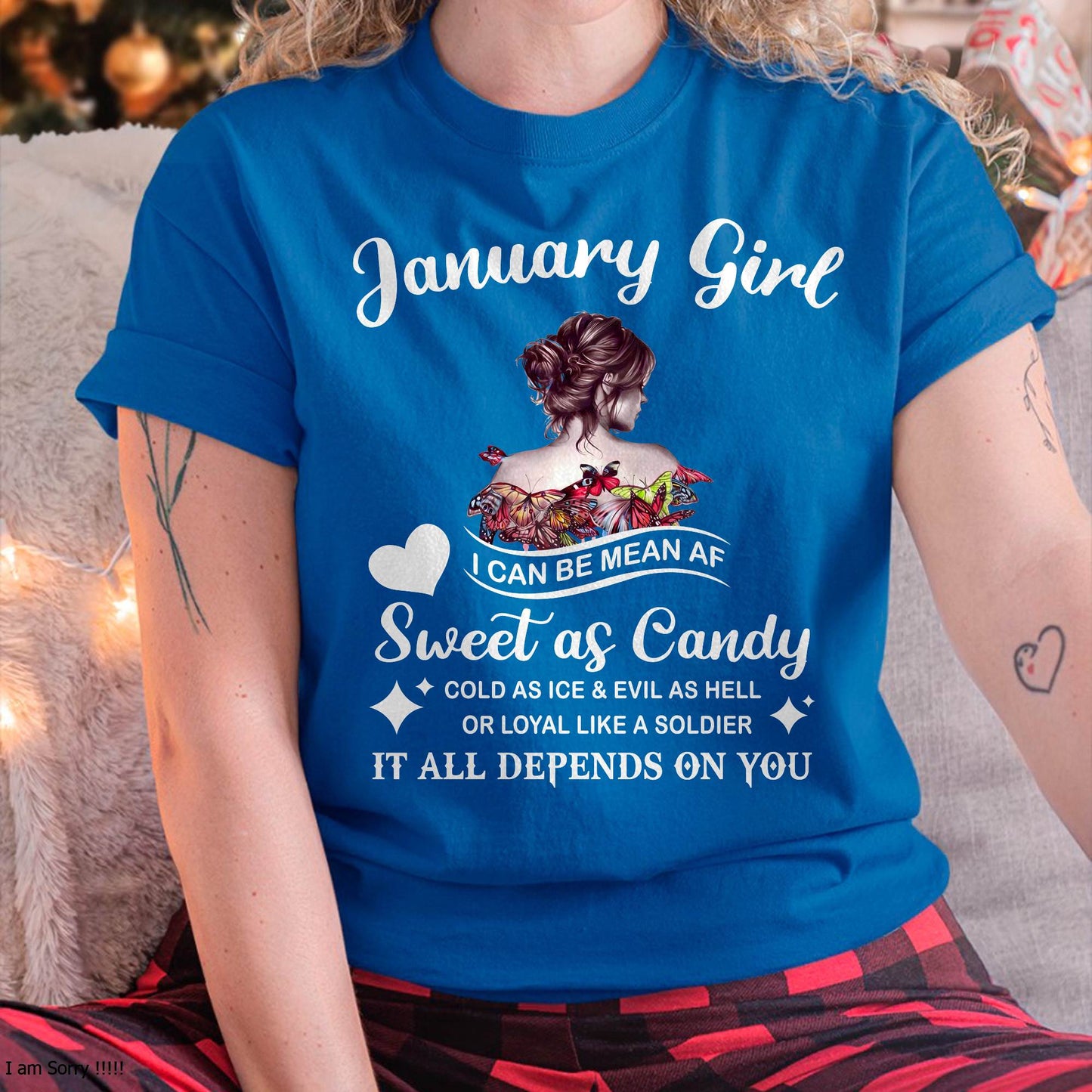January Girl T-Shirt – Sweet As Candy, Cold As Ice - Birthday Gift for Women - LUNA01 (SKU26T-01-38-01)