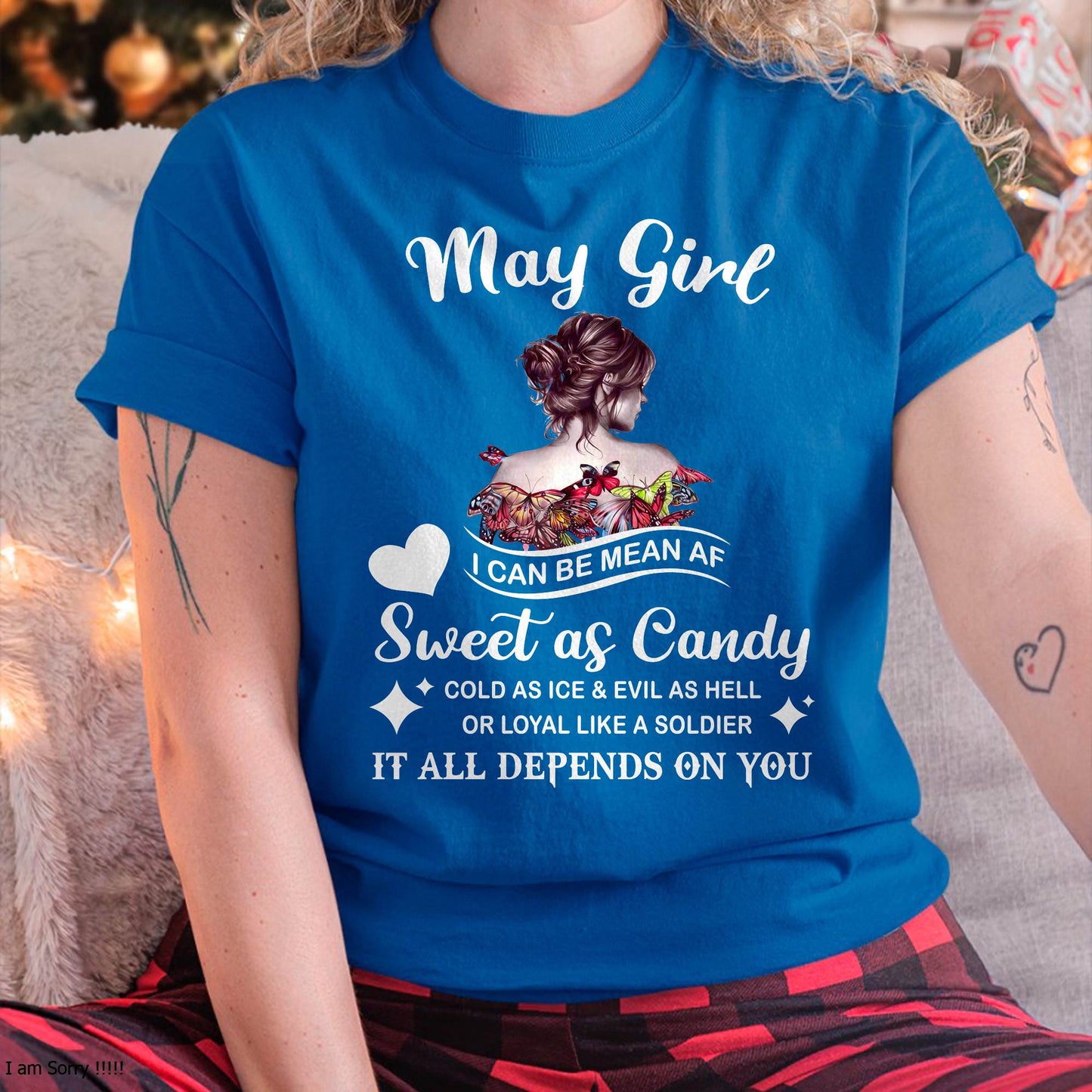 May Girl T-Shirt – Sweet As Candy, Cold As Ice - Birthday Gift for Women - LUNA05 (SKU26T-01-38-05)