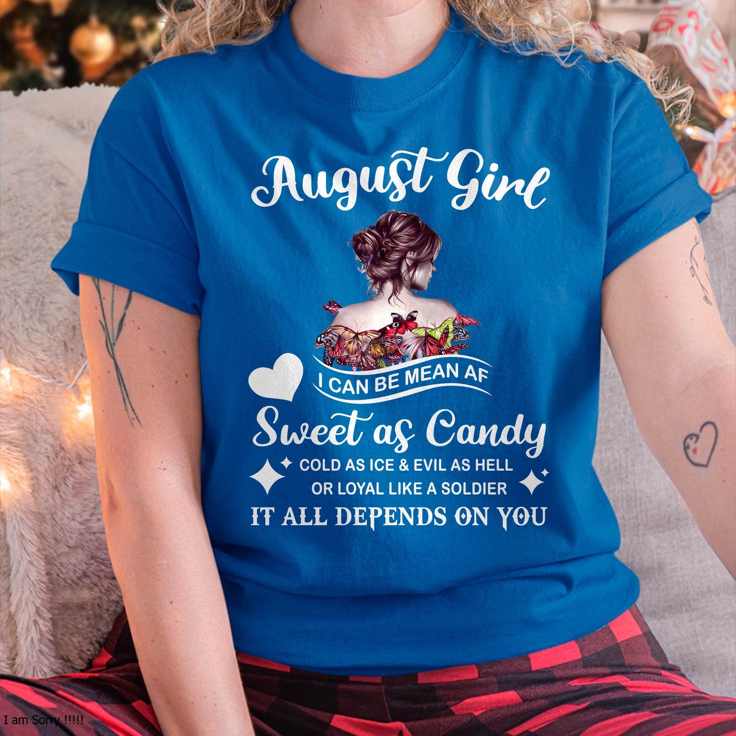 August Girl T-Shirt – Sweet As Candy, Cold As Ice - Birthday Gift for Women - LUNA08 (SKU26T-01-38-08)