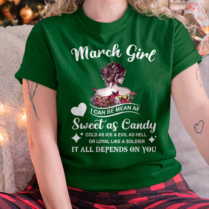 March Girl T-Shirt – Sweet As Candy, Cold As Ice - Birthday Gift for Women - LUNA03 (SKU26T-01-38-03)