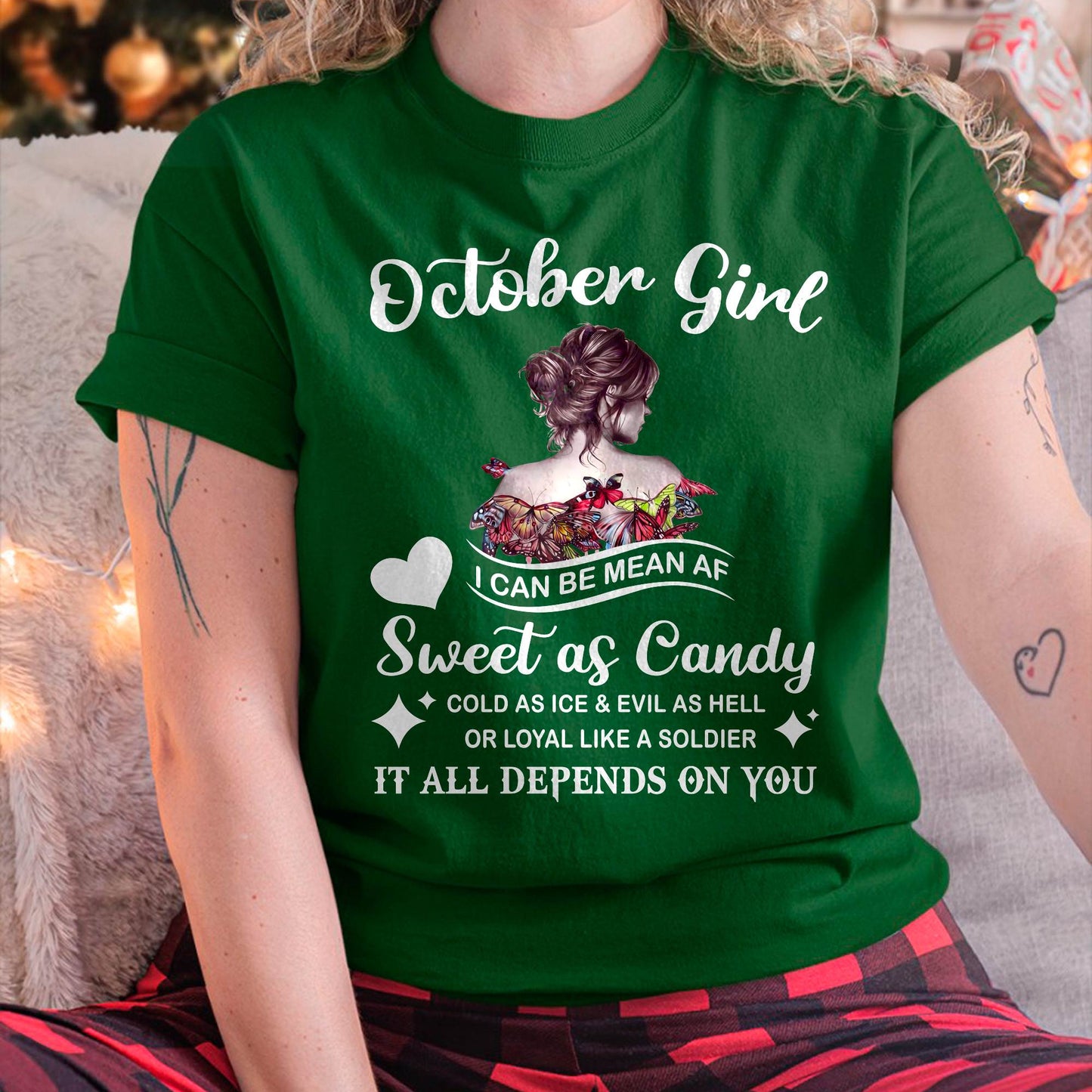 October Girl T-Shirt – Sweet As Candy, Cold As Ice - Birthday Gift for Women - LUNA10 (SKU26T-01-38-10)