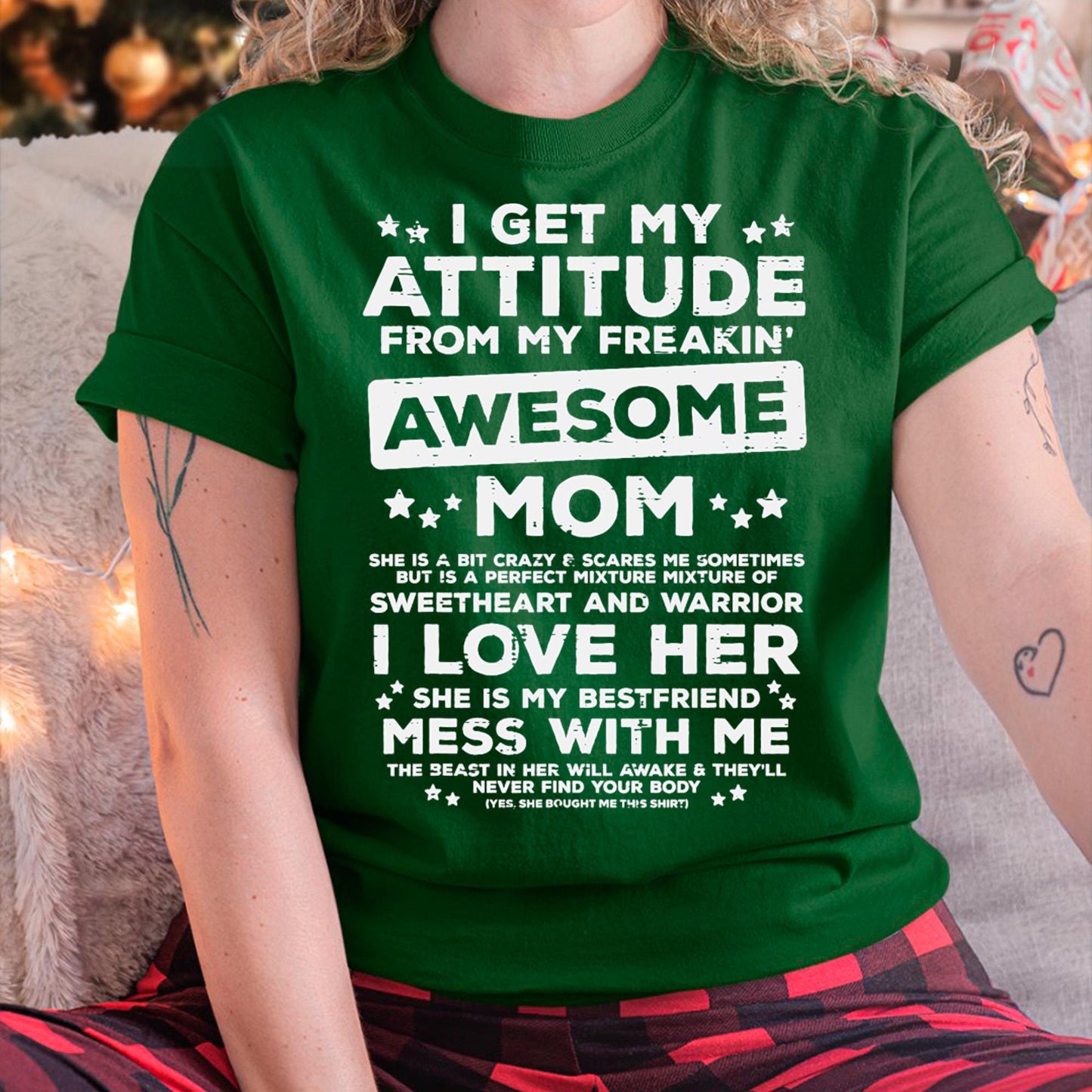 Got My Attitude From Awesome Mom Mothers Day Daughter Son T-Shirt - Gift for Daughter and Son From Mom - LUNA00