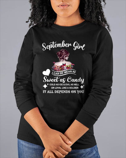 September Girl T-Shirt – Sweet As Candy, Cold As Ice - Birthday Gift for Women - LUNA09 (SKU26T-01-38-09)