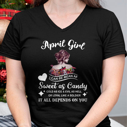April Girl T-Shirt – Sweet As Candy, Cold As Ice - Birthday Gift for Women - LUNA04 (SKU26T-01-38-04)