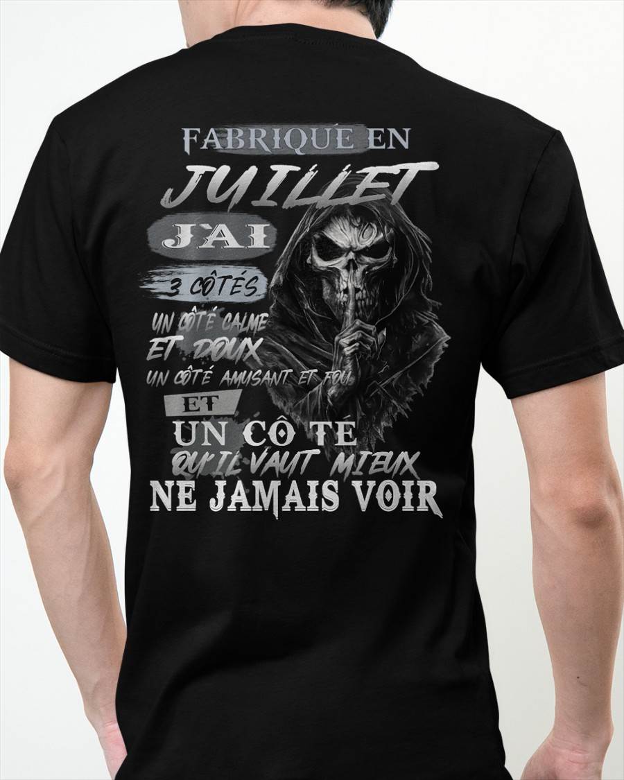 Fabriqué en Juillet – J’ai 3 Côtés | T-Shirt Homme Caractère Fort - LUNA07 (SKU26T-01174-07)