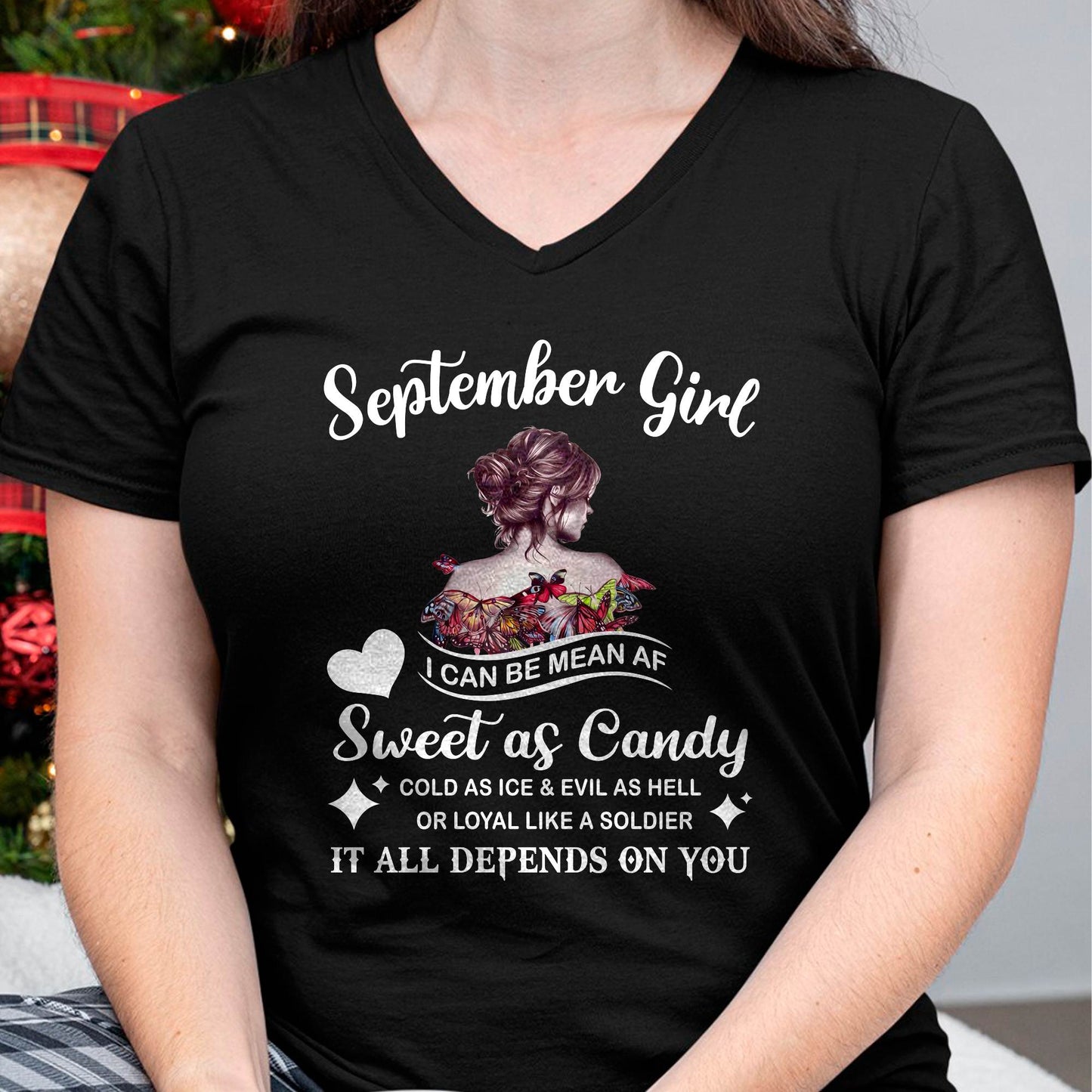 September Girl T-Shirt – Sweet As Candy, Cold As Ice - Birthday Gift for Women - LUNA09 (SKU26T-01-38-09)