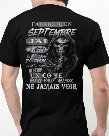 Fabriqué en Septembre – J’ai 3 Côtés | T-Shirt Homme Caractère Fort - LUNA09 (SKU26T-01174-09)