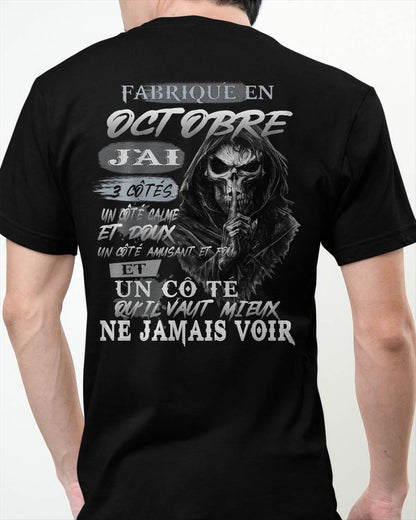 Fabriqué en Octobre – J’ai 3 Côtés | T-Shirt Homme Caractère Fort - LUNA10 (SKU26T-01174-10)