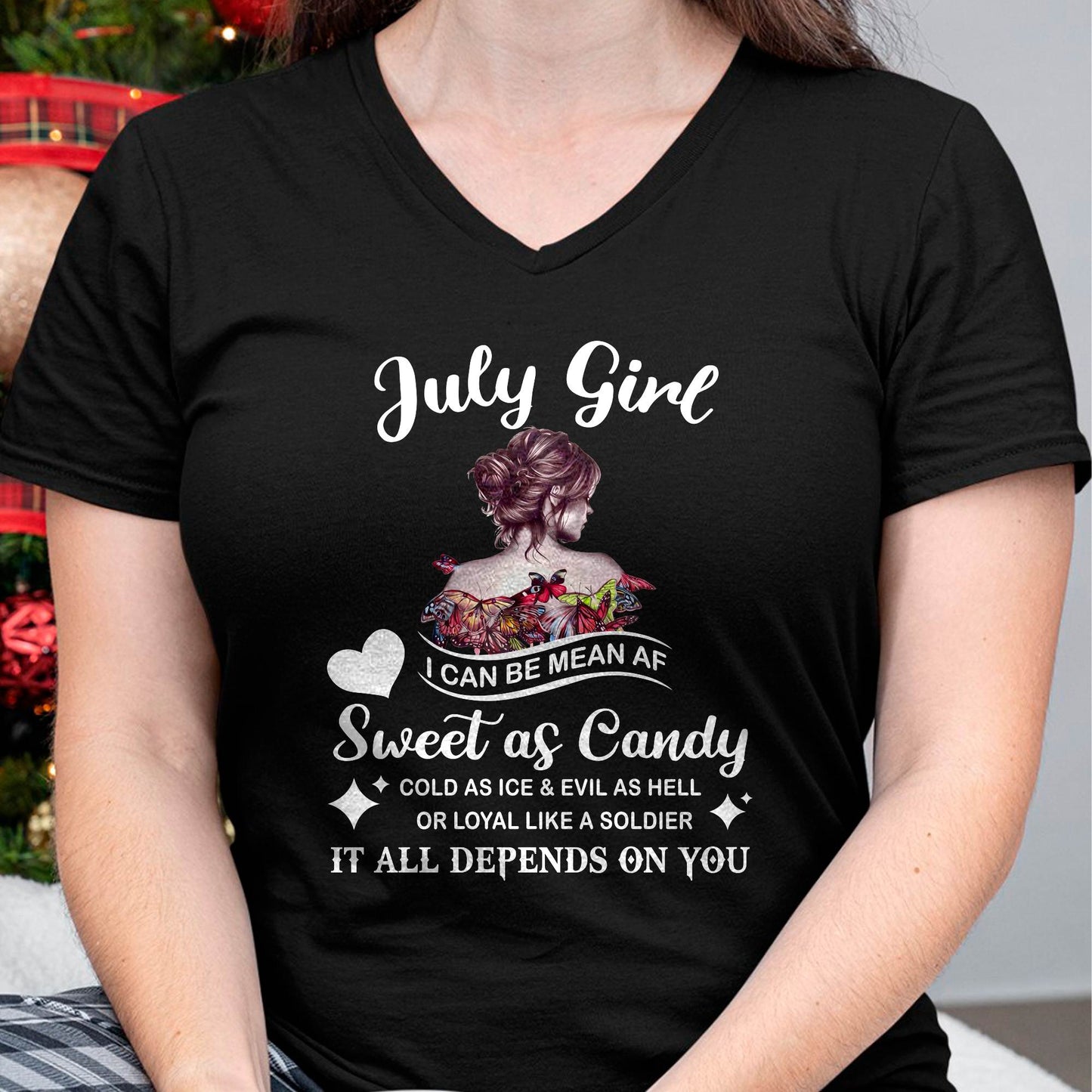 July Girl T-Shirt – Sweet As Candy, Cold As Ice - Birthday Gift for Women - LUNA07 (SKU26T-01-38-07)