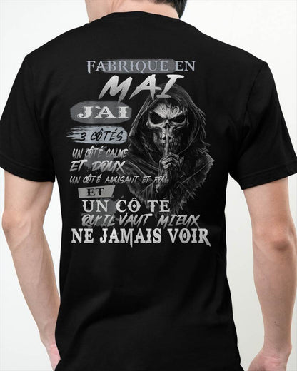 Fabriqué en Mai – J’ai 3 Côtés | T-Shirt Homme Caractère Fort - LUNA05 (SKU26T-01174-05)