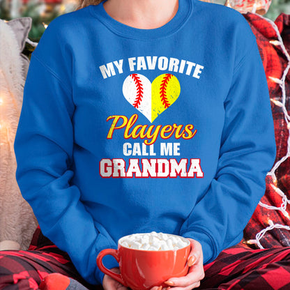 Best Grandma Shirt, Proud Grandma Unisex T-Shirt/Hoodie/Sweatshirt HLT00 - My Favorite Baseball Softball Players Call Me Grandma T-Shirt (1)