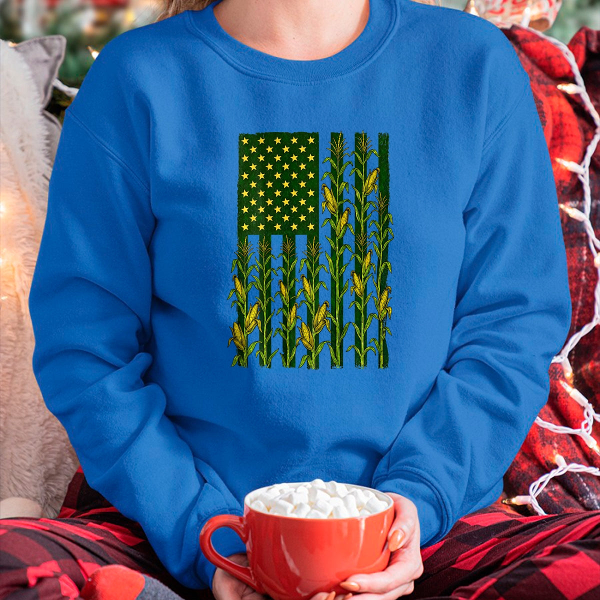 Best Farmer Life Shirt, Funny Farmer UnisexT-Shirt/Hoodie/Sweatshirt HLT00 - (Back) Vintage Corn American Flag Patriotic Farmer Farm Flag T-Shirt
