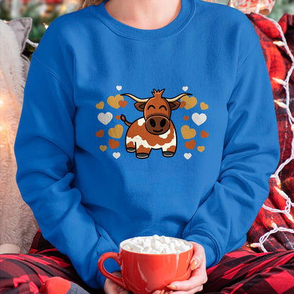Best Farmer Life Shirt, Funny Farmer UnisexT-Shirt/Hoodie/Sweatshirt HLT00 - Cute Longhorn Cow With Hearts for Longhorn Cow Lovers T-Shirt