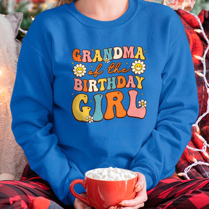 Best Grandma Shirt, Proud Grandma Unisex T-Shirt/Hoodie/Sweatshirt HLT00 - Grandma Of The Birthday Girl Granddaughter Groovy Retro T-Shirt