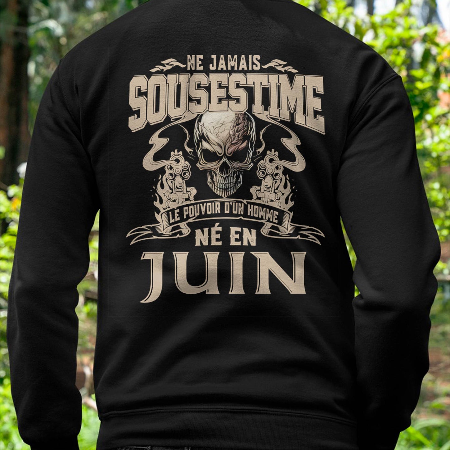 Ne Jamais Sous-estimer le Pouvoir d’un Homme Né en Juin – T-Shirt Homme Crâne Rebelle - LUNA06 (SKU26T-01159-06)