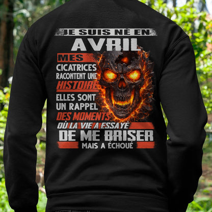 Je Suis Né en Avril – Mes Cicatrices Racontent Une Histoire | T-Shirt Homme Fort - LUNA04 (SKU26T-01175-04)