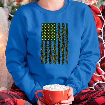Best Farmer Life Shirt, Funny Farmer UnisexT-Shirt/Hoodie/Sweatshirt HLT00 - American Flag Corn Field Farmer Patriotic (on Back) T-Shirt