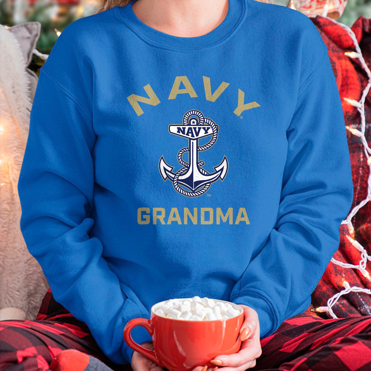Best Grandma Shirt, Proud Grandma Unisex T-Shirt/Hoodie/Sweatshirt HLT00 - US Naval Academy Navy Midshipmen Arched Grandma T-Shirt