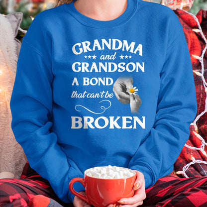 Best Grandma Shirt, Proud Grandma Unisex T-Shirt/Hoodie/Sweatshirt HLT00 - Grandma and Grandson A Bond That Can't Be Broken T-Shirt