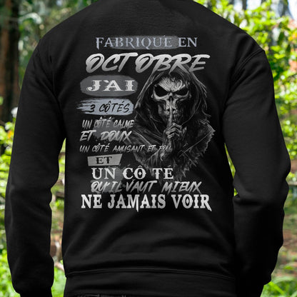 Fabriqué en Octobre – J’ai 3 Côtés | T-Shirt Homme Caractère Fort - LUNA10 (SKU26T-01174-10)