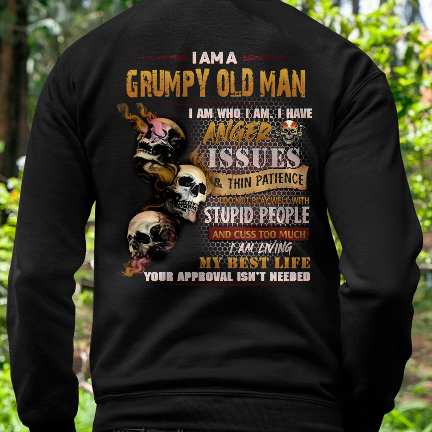 Grumpy Old Man T-Shirt - Funny Skull Anger Issues Tee - Perfect Gift For Men LUNA00 (SKU08-67-00)