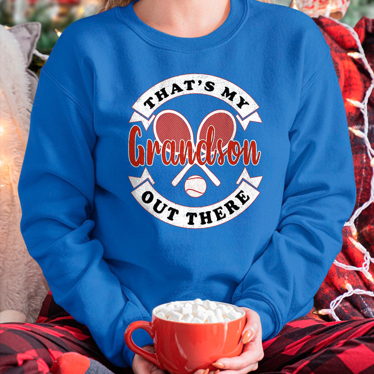 Best Grandma Shirt, Proud Grandma Unisex T-Shirt/Hoodie/Sweatshirt HLT00 - That's My Grandson Out There Tennis Grandma Grandpa T-Shirt