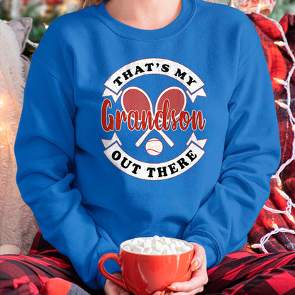 Best Grandma Shirt, Proud Grandma Unisex T-Shirt/Hoodie/Sweatshirt HLT00 - That's My Grandson Out There Tennis Grandma Grandpa T-Shirt