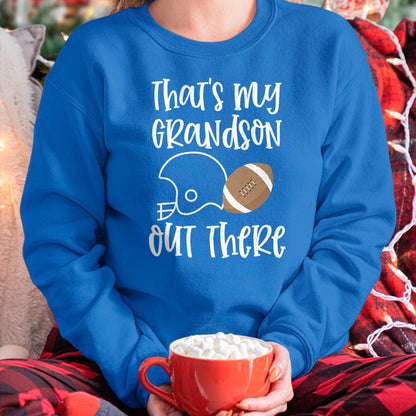 Best Grandma Shirt, Proud Grandma Unisex T-Shirt/Hoodie/Sweatshirt HLT00 - Proud Football Grandma Gift That's My Grandson Out There T-Shirt