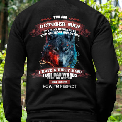 OCTOBER - KNOW HOW TO RESPECT - BIRTHDAY T-SHIRT FOR MEN - LUNA10 (SKU12-162-10)