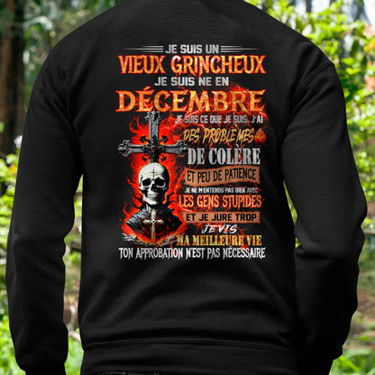 Je Suis Un Vieux Grincheux Né en Décembre – T-Shirt Homme Fort Caractère - LUNA12 (SKU26T-01141-12)