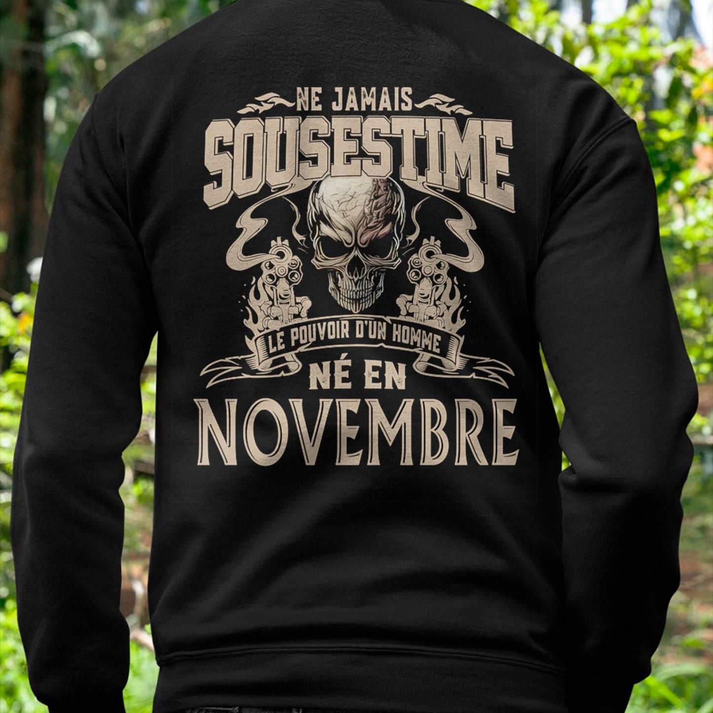 Ne Jamais Sous-estimer le Pouvoir d’un Homme Né en Novembre – T-Shirt Homme Crâne Rebelle - LUNA11 (SKU26T-01159-11)