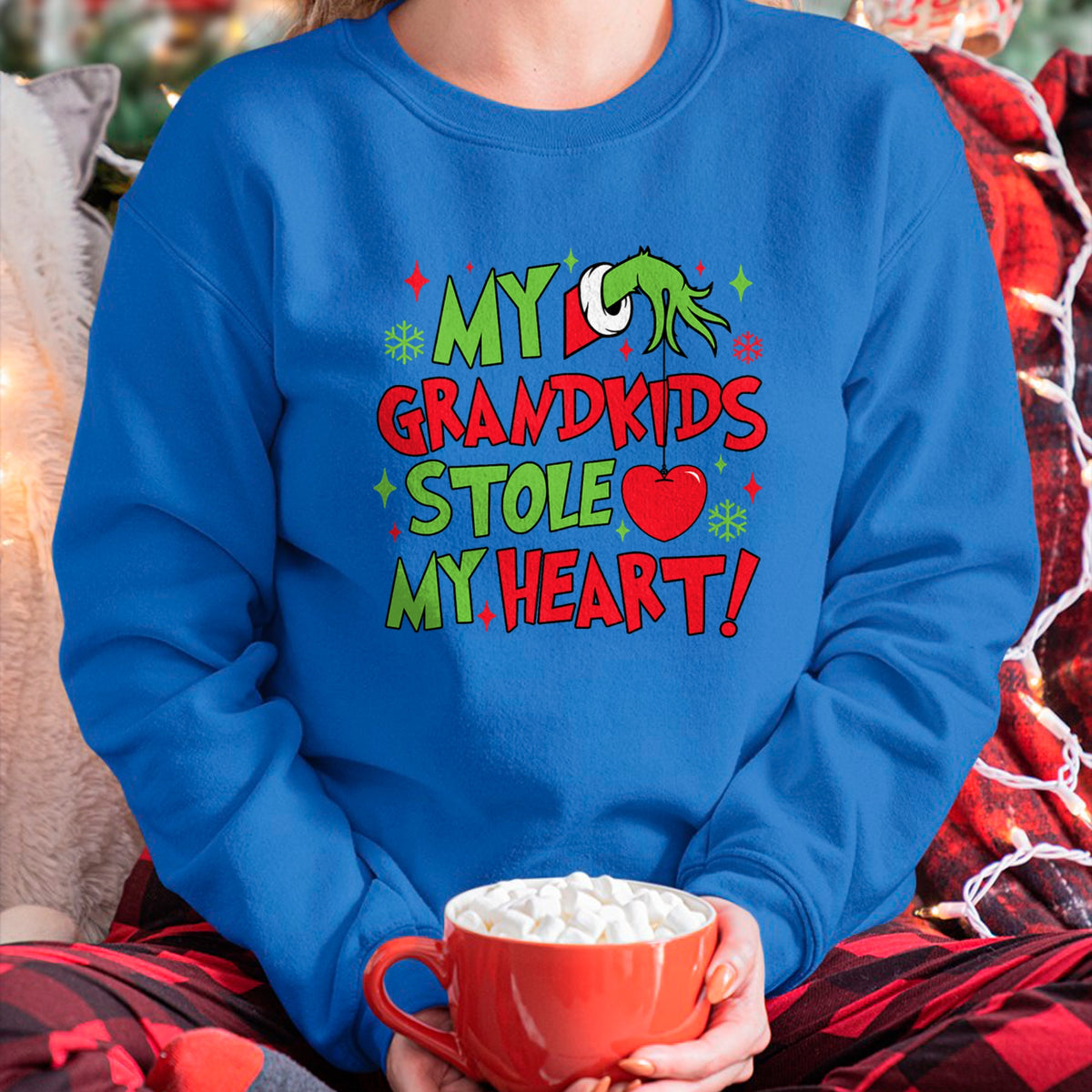 Best Grandma Shirt, Proud Grandma Unisex T-Shirt/Hoodie/Sweatshirt HLT00 - My Grandkids Stole My Heart Vintage Grandma Christmas Xmas T-Shirt