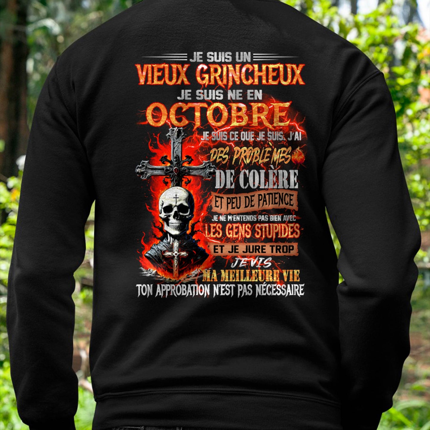 Je Suis Un Vieux Grincheux Né en Octobre – T-Shirt Homme Fort Caractère - LUNA10 (SKU26T-01141-10)