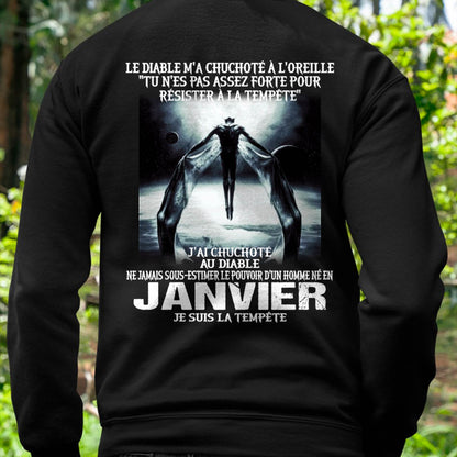 Je Suis la Tempête – Ne Jamais Sous-Estimer le Pouvoir d’un Homme Né en Janvier – T-Shirt Homme - LUNA01 (SKU26T-01160-01)