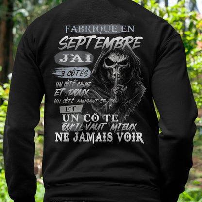 Fabriqué en Septembre – J’ai 3 Côtés | T-Shirt Homme Caractère Fort - LUNA09 (SKU26T-01174-09)