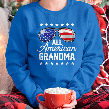 Best Grandma Shirt, Proud Grandma Unisex T-Shirt/Hoodie/Sweatshirt HLT00 - All American Grandma 4th of July Family Matching Sunglasses T-Shirt