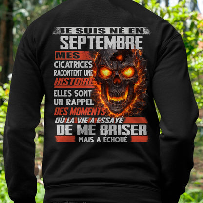 Je Suis Né en Septembre – Mes Cicatrices Racontent Une Histoire | T-Shirt Homme Fort - LUNA09 (SKU26T-01175-09)