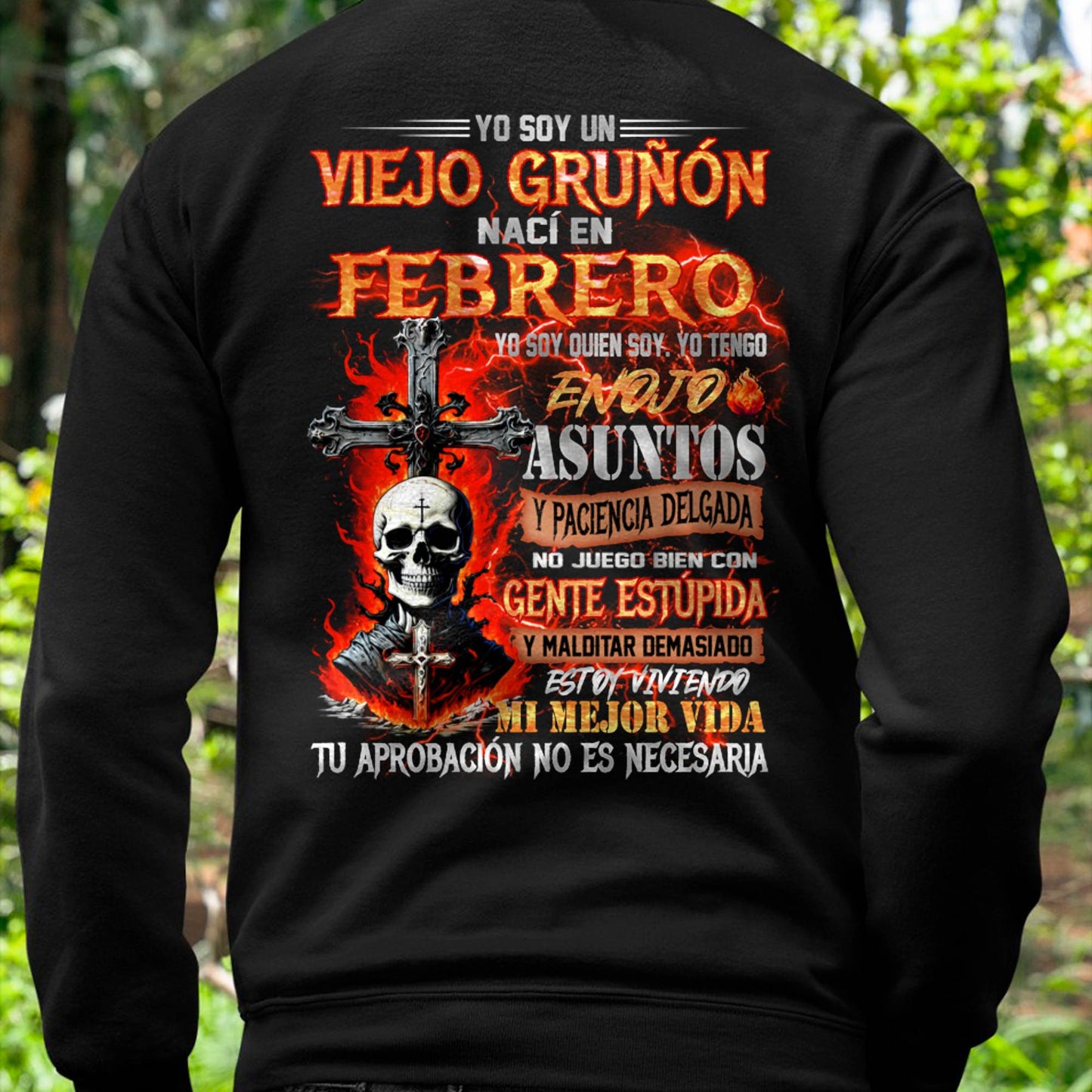 Febrero - Viejo Gruñón - Camiseta Divertida de Calavera con Problemas de Ira - Regalo Perfecto Para Ti - LUNA02 (SKU26T-01203-02)