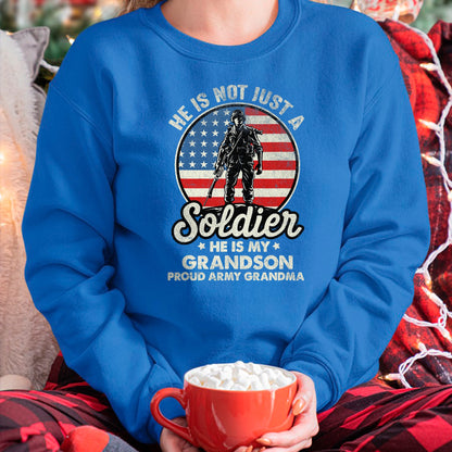 Best Grandma Shirt, Proud Grandma Unisex T-Shirt/Hoodie/Sweatshirt HLT00 - My Grandson Is A Soldier Quote Proud Army Grandma T-Shirt