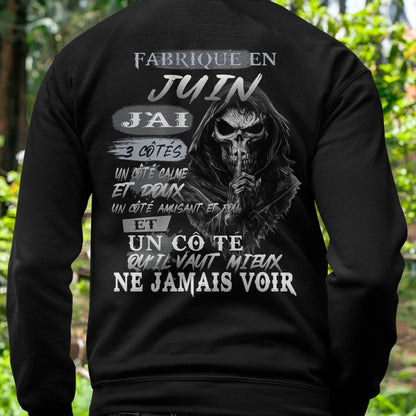Fabriqué en Juin – J’ai 3 Côtés | T-Shirt Homme Caractère Fort - LUNA06 (SKU26T-01174-06)